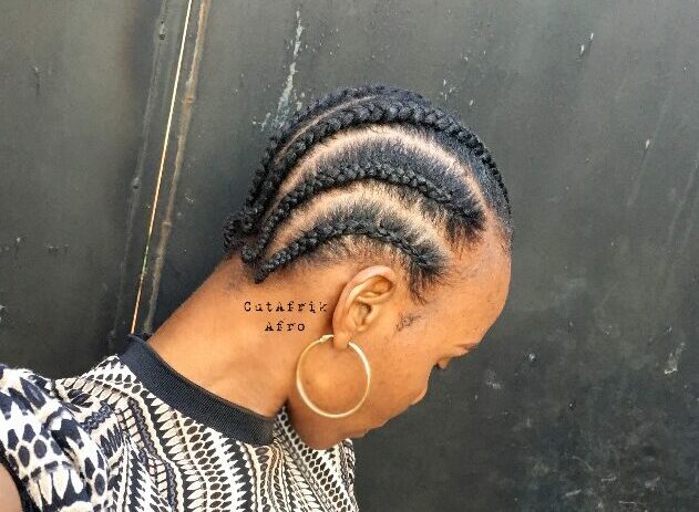 Image of Straight cornrows hairstyle for short natural hair