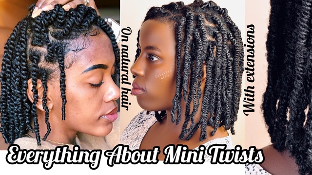 Mini Twists (Short 4c Natural Hair)  Natural hair twists, Short hair twist  styles, Mini twists natural hair