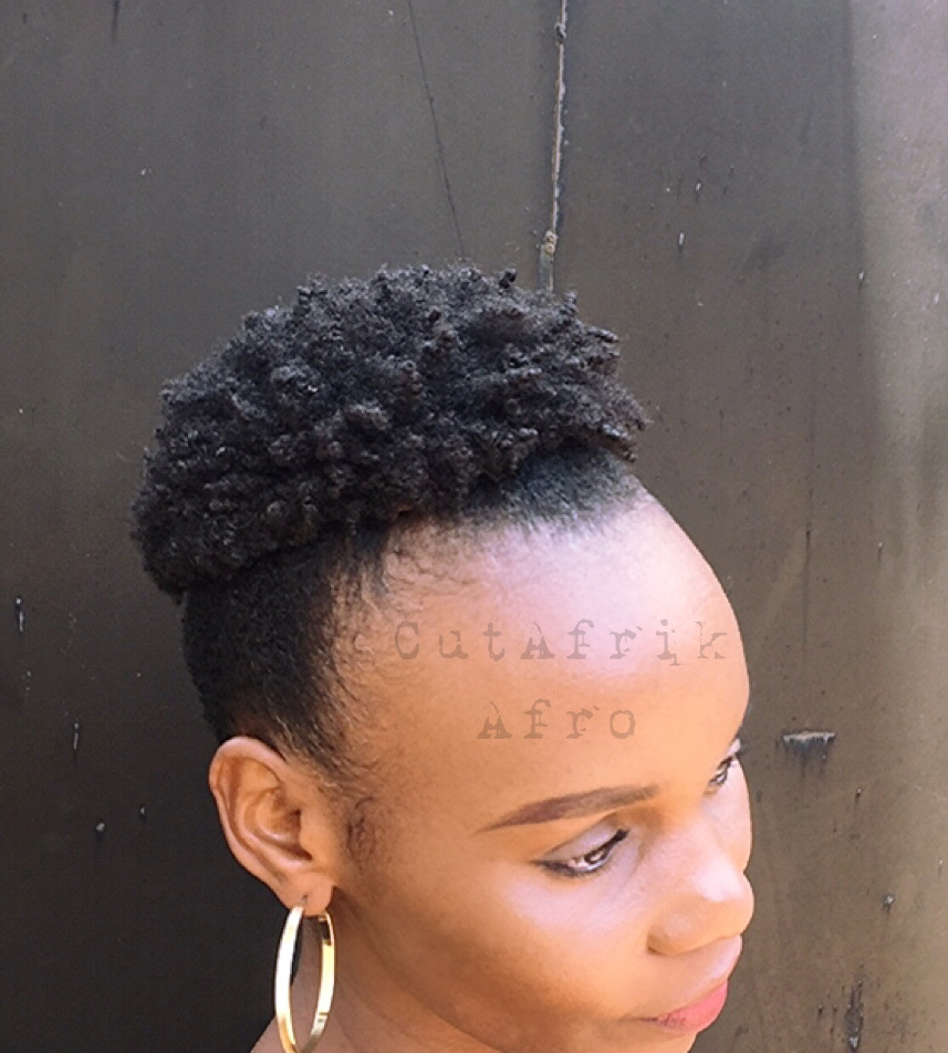High puff on short afro hair