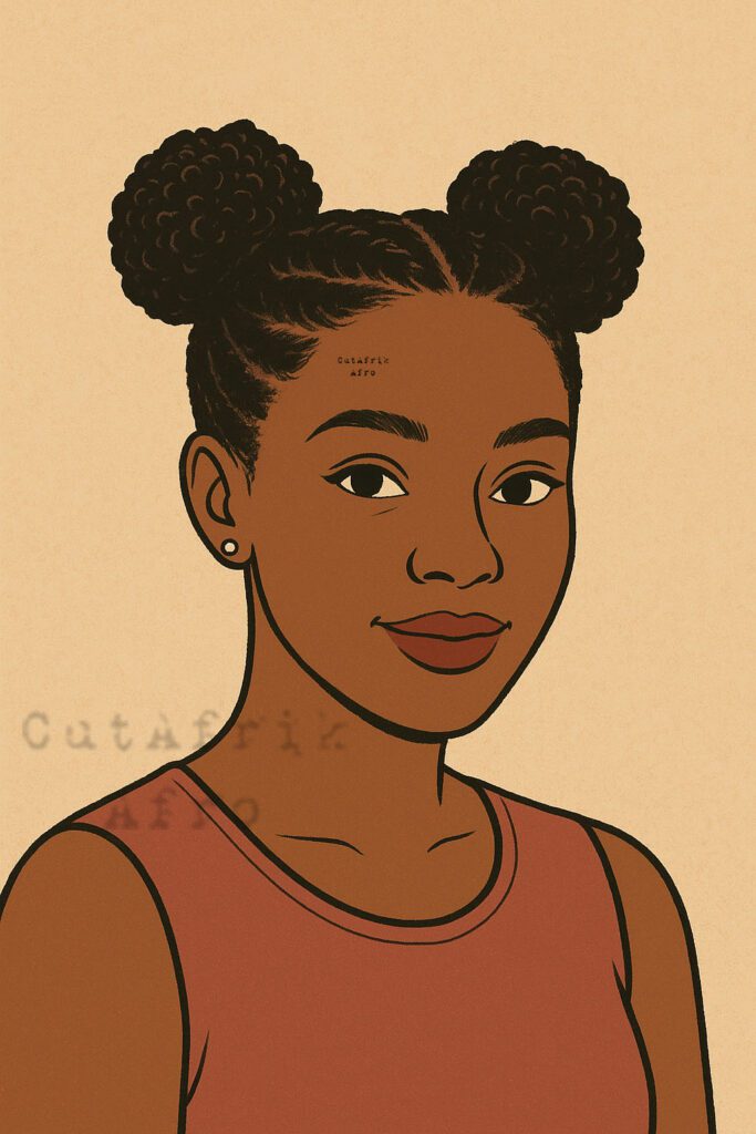 Two Space Buns Updos for afro hair